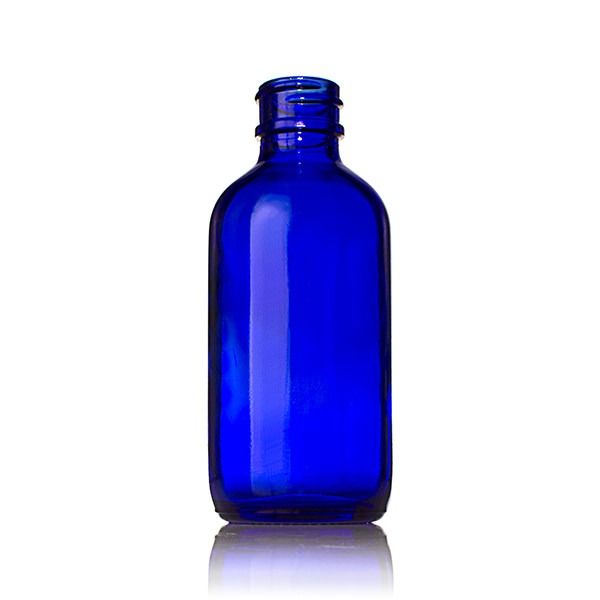 2oz (60ml) Cobalt Blue Boston Round Glass Bottle - 20-405 Neck