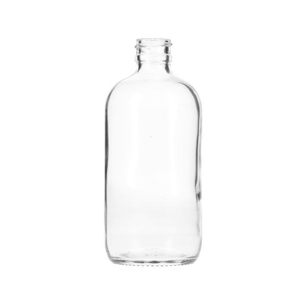  8oz (240ml) Flint Glass Boston Round - 24-400 Neck