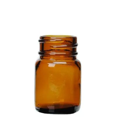 15cc (0.5oz) Amber Wide Mouth Round Glass Bottle - 28-400 Neck Finish