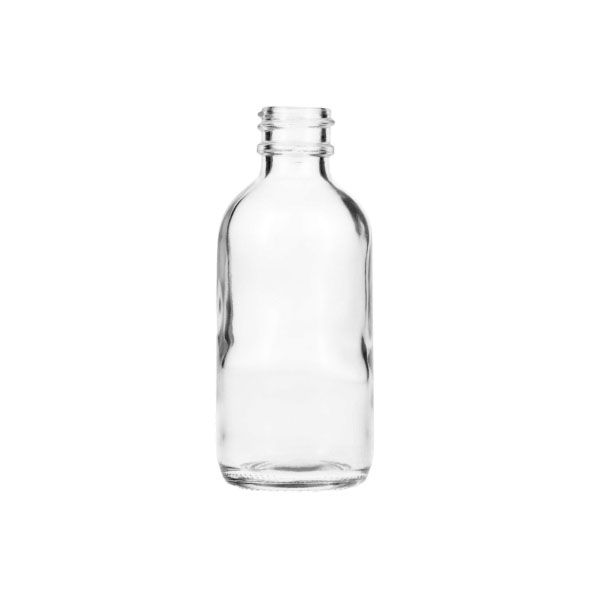 2oz (60ml) Flint (Clear) Boston Round Glass Bottle - 20-405 Neck Finish