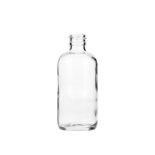 4oz (120ml) Flint (Clear) Boston Round Glass Bottle (160 Pack) - 22-405 Neck