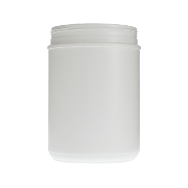 70oz (2,070ml) White Straight Sided Round Plastic Canister - 120mm Neck