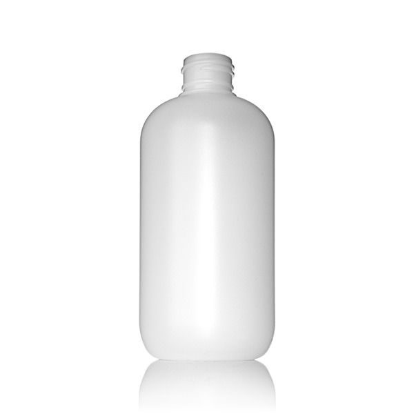 8oz (240ml) Natural HDPE Boston Round HDPE Plastic Bottle - 24-410 Neck