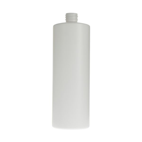 32oz (960ml) White HDPE Window Stripe Cylinder Round Plastic Bottle - 28-410 Neck