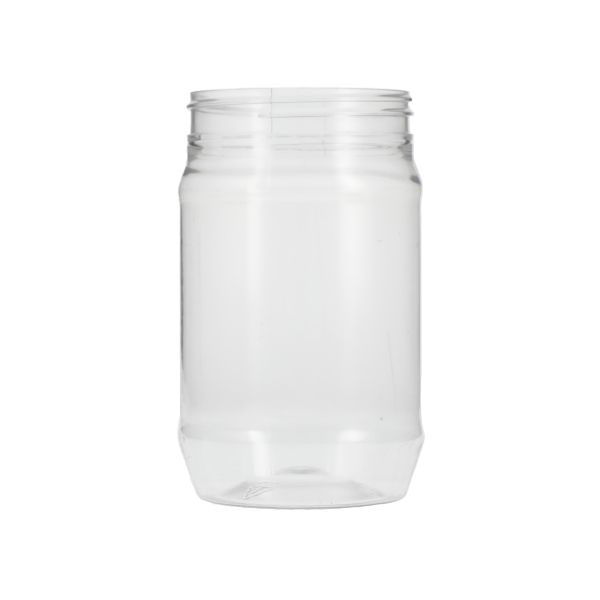 16oz (473ml) Clear PET Peanut Butter Smooth Bottom Round Plastic Jar - 70-400 Neck