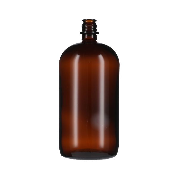 40oz (1,200cc) Amber Pour-Out Round Glass Bottle - 28-430 Neck