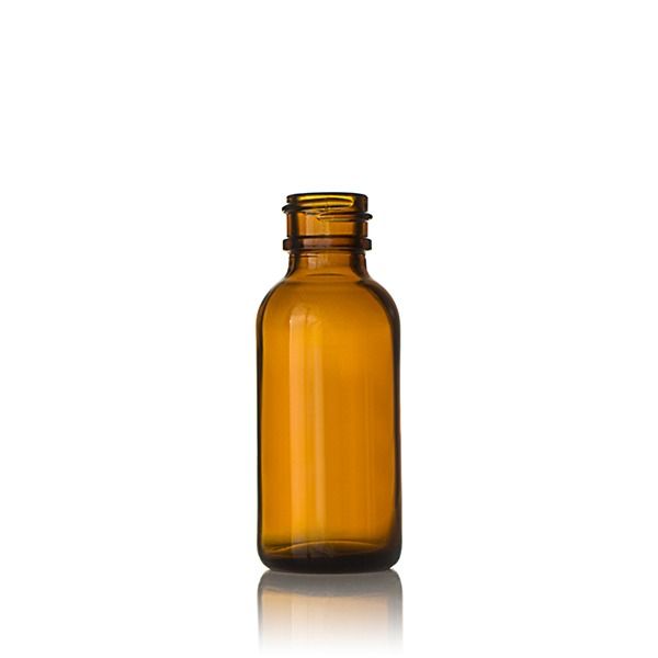 1oz (30ml) Amber Boston Round Glass Bottle Small Transfer Bead - 20-400 Neck