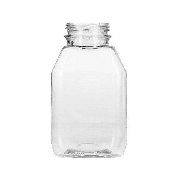 8oz (240ml) Clear PET Wide Mouth Square Beverage Bottle - 38-385 Tamper Evident Neck