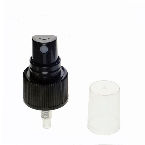 24-410 Black Rib Side Plastic Fine Mist Sprayer with Clear Hood - 0.15cc Output 10
