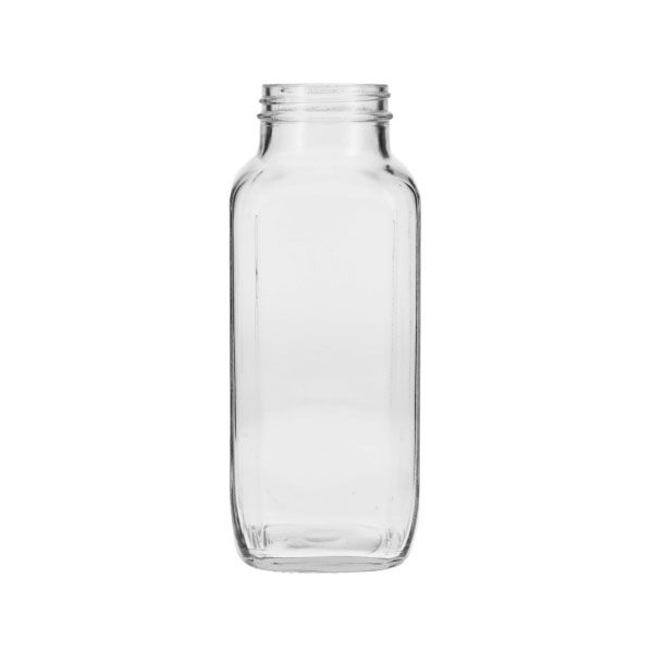 16oz (480ml) Flint (Clear) Glass French Square Bottle - 48-405 Neck
