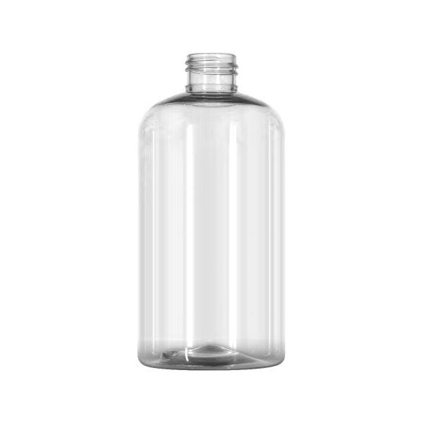 12oz (360ml)  Clear PET 25% PCR Squat Boston Round - 24-410 Neck (Recycled Plastic)