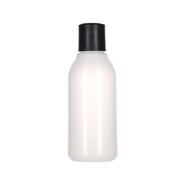  160ml (5.5oz) Natural HDPE Bottle Round with Black Matte PP Disc Top Cap - 24-410 Neck