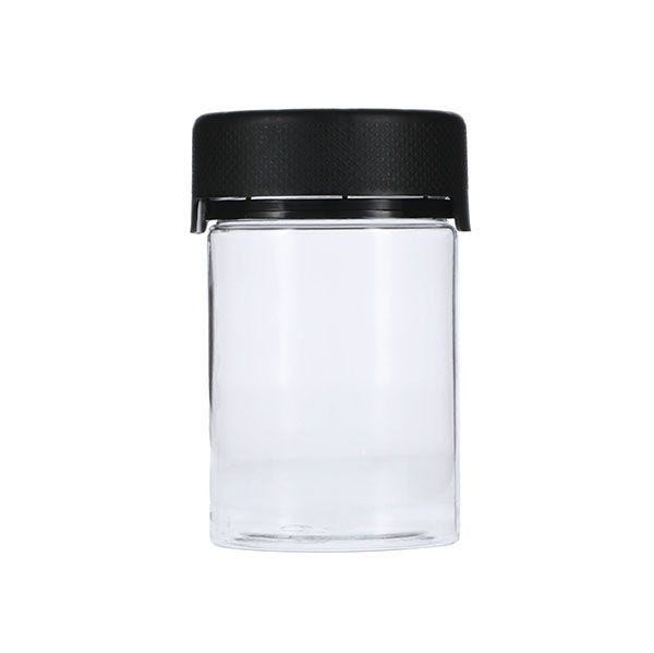 4oz (120cc) Clear PET Chubby Gorilla Aviator CR Jar Black Tamper Evident Break-Off Band Closure