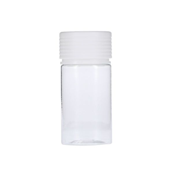 60ml Clear PET Mini Spiral CR Bottle With White Tamper Evident Break-Off Band Closure