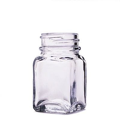 1oz (30ml) Flint (Clear) Wide Mouth Square Glass Bottle - 33-400 Neck