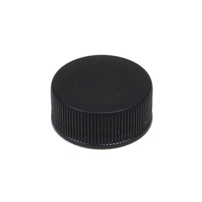 24-400 Black Fine Ribbed Side Matte Top PP Plastic Continuous Thread (CT) Cap - F217 Liner
