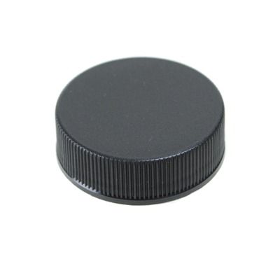 33-400 Black Rib Side Matte Top PP Plastic (CT) Cap - Unlined