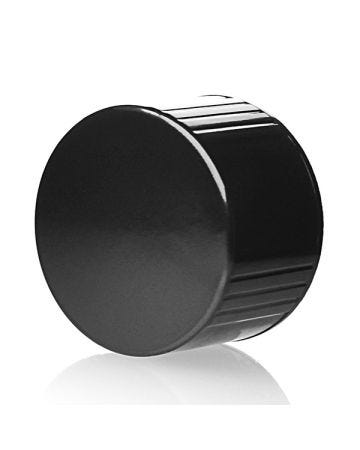 33-430 Black Rib Side Smooth Top Plastic (CT) Cap - PE Cone