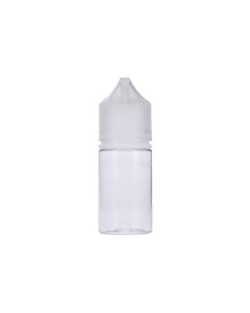 30ml Clear PET Chubby Gorilla Stubby Unicorn Bottle With Natural CR Tamper Evident Break Off Band Closure