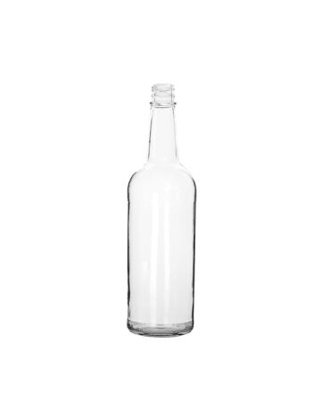 750ml (25.4oz) Flint Glass Classic Spirits Bottle Round - 28-350 Tamper-Evident Neck