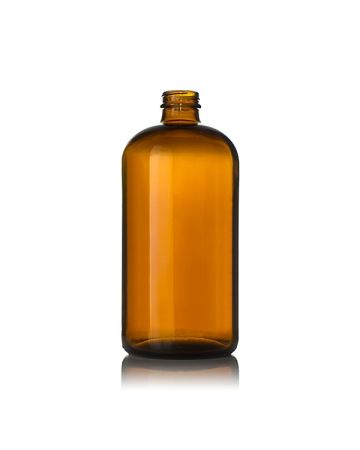 32oz Amber Boston Round Glass Bottle