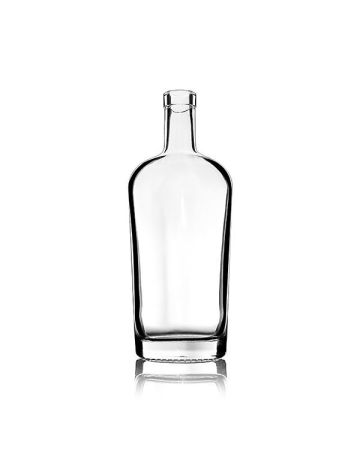 750ml (25.4oz) Flint (Clear) Philadelphia Oval Flask Spirits Bar Top Glass Bottle - 21.5mm Neck
