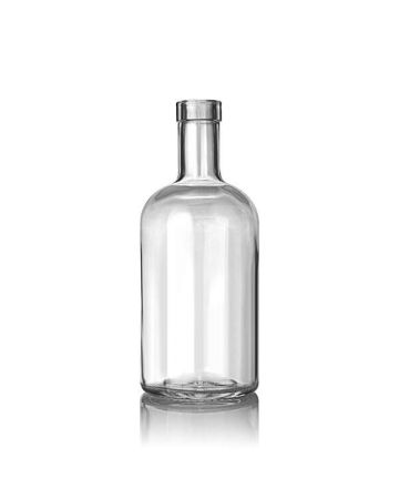 750ml (25.4oz) Flint (Clear) Oregon Bar Top Glass Bottle Round - 21.5mm Neck