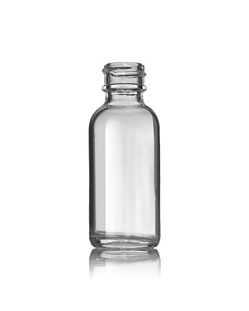 1oz (30ml) Flint (Clear) Boston Round Glass Bottle - 20-405 Neck