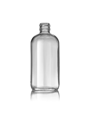 8oz Flint Glass Boston Round Glass Bottle - 24-400 Neck Finish