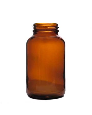 250cc Amber Wide Mouth Round Glass Bottle - 45-400 Neck