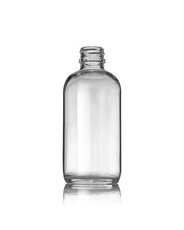 4oz (120ml) Flint (Clear) Boston Round Glass Bottle (160 Pack) - 22-405 Neck