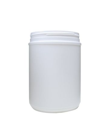 70oz White Straight Sided Round Plastic Canister - 120mm Neck