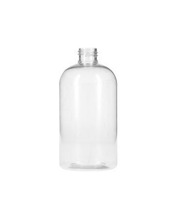 12oz (360ml) Clear PET Squat Boston Round Bottle - 24-410 Neck