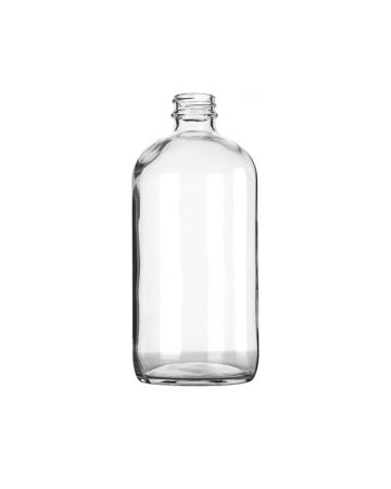 16oz (480ml) Flint Glass Boston Round Bottle - 28-400 Neck (12-Pack)