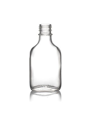 100ml Flint (Clear) Glass Flask Tamper Evident Oval Body - 28-350 Neck