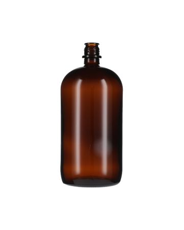 40oz (1,200cc) Amber Pour-Out Round Glass Bottle - 28-430 Neck