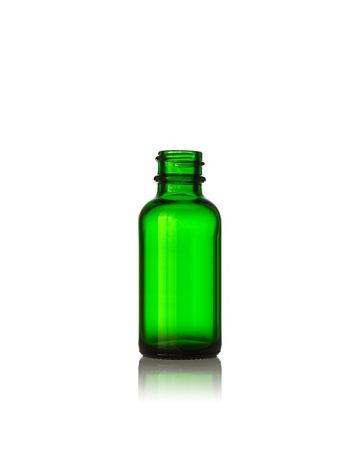 1oz (30ml) Green Big Bead Boston Round Glass Bottle - 20-400 Neck