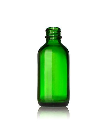 2oz green Boston Round glass bottle