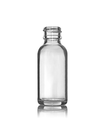 1oz (30ml) Flint (Clear) Boston Round Glass Bottle Small Transfer Bead - 20-400 Neck