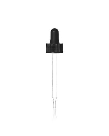 20-400 Black Rubber Bulb Clear Glass Dropper Assembly With 0.8cc Orifice - 7 x 88 Pipette Length