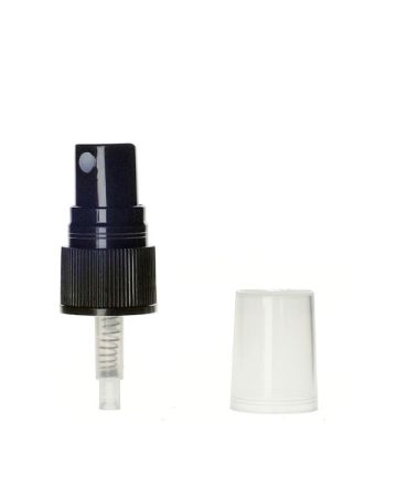 20-410 Black Rib Side Plastic Fine Mist Sprayer with Clear Hood - 0.15cc Output
