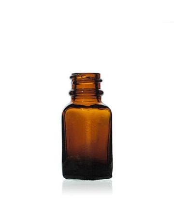 0.25oz Amber Narrow Mouth Square Glass Bottle - 18-400 Neck