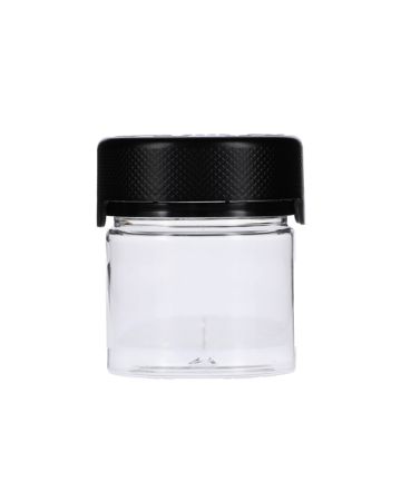 2oz (60cc) Clear PET Chubby Gorilla Aviator CR Jar Black Tamper Evident Break-Off Band Closure