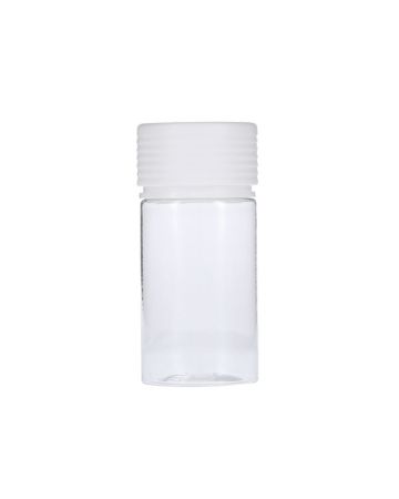 60ml Clear PET Mini Spiral CR Bottle With White Tamper Evident Break-Off Band Closure