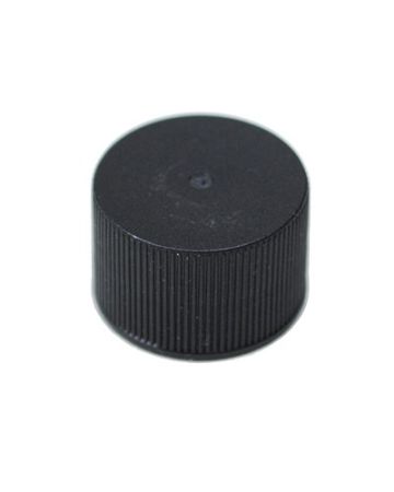 24-410 Black Ribbed Side Matte Top Plastic Cap (CT)