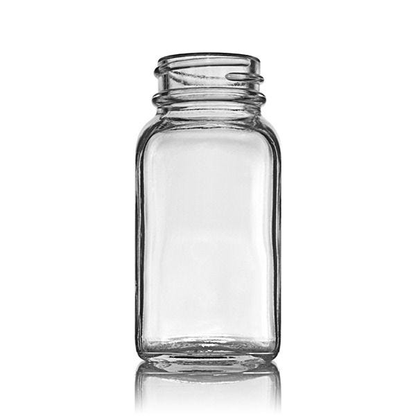 2oz (NW) Flint (Clear) Wide Mouth Square Glass Bottle - 33-400 Neck