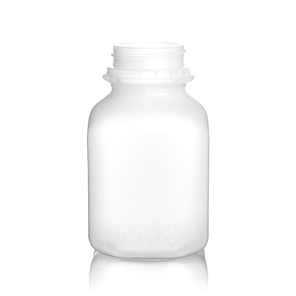 8oz (240ml) Natural HDPE Square Plastic Juice Bottle - 38-400 Tamer Evident (TE) Neck