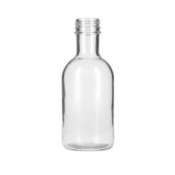 16oz (473ml) Flint (Clear) Glass Stout Round Bottle - 38-1768 Tamper Evident Neck 