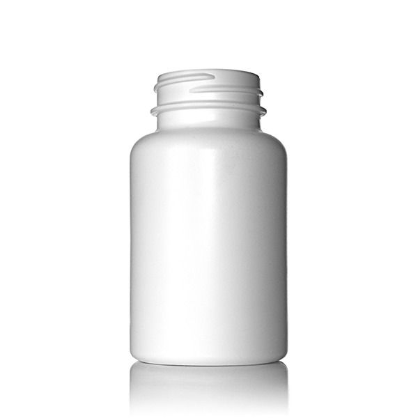 150cc (5.07) WHITE HDPE S-Packer Wide Mouth Round Plastic Bottle - 38-400 Neck