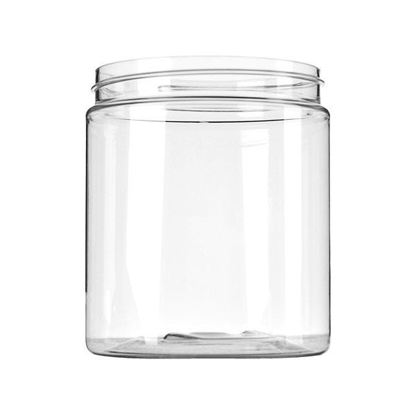 Clear PET Square Gripped Wide Mouth Jars w/ White PE Lined Caps